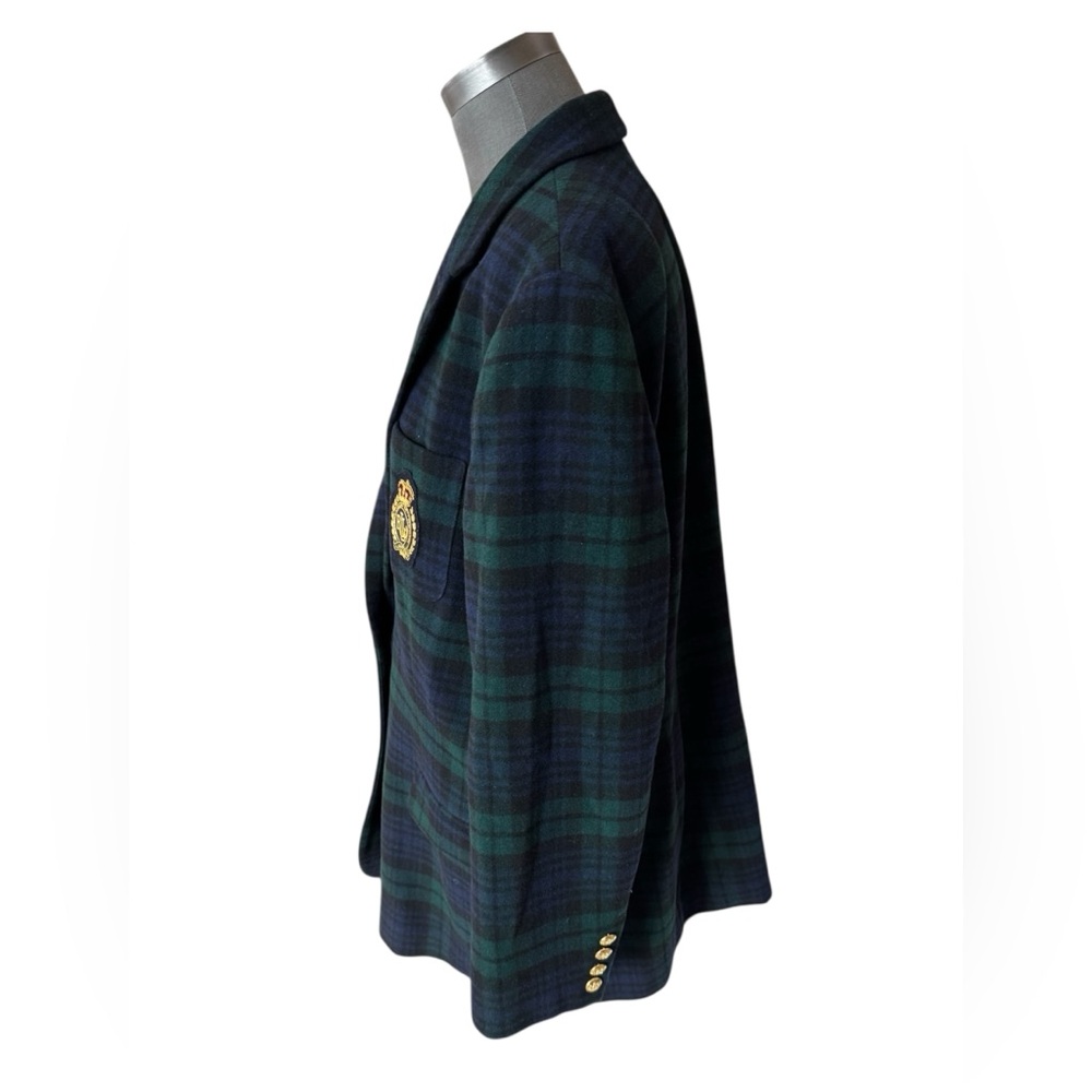 Lauren Ralph Lauren Blackwatch Plaid Wool Cashmere Blazer 18W Equestrian Jacket - Picture 5 of 15